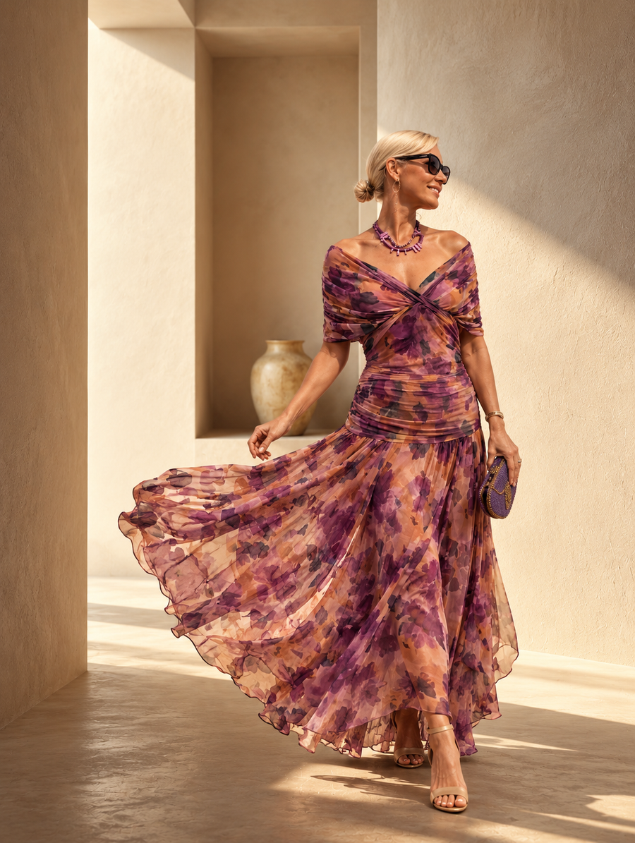 Valerie | Tummy Flattering Off Shoulder Maxi Dress
