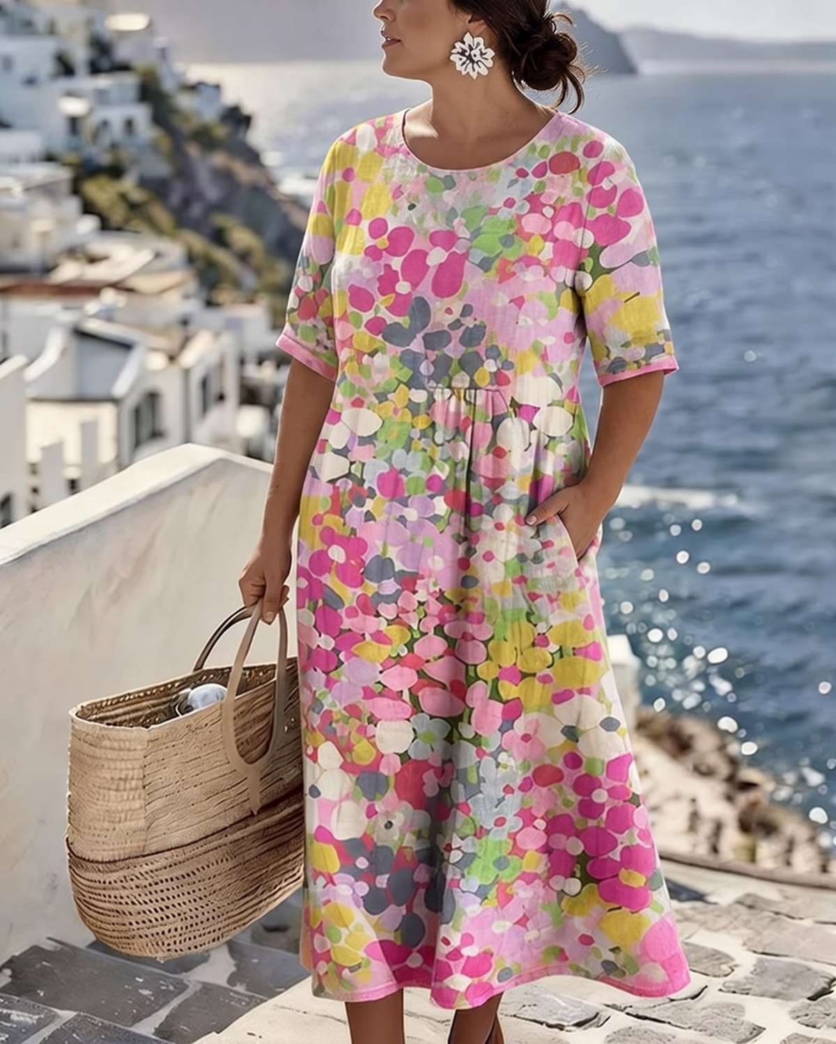 HELEN™ - ELEGANT FLORAL SUMMER MIDI DRESS