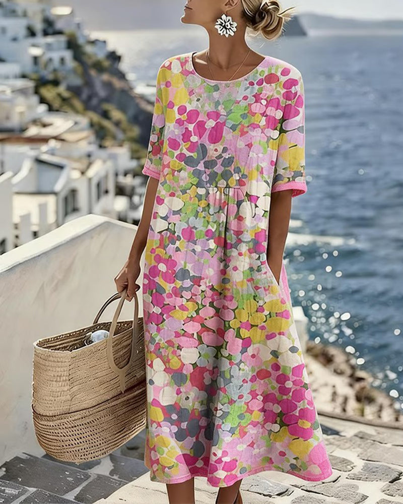 HELEN™ - ELEGANT FLORAL SUMMER MIDI DRESS
