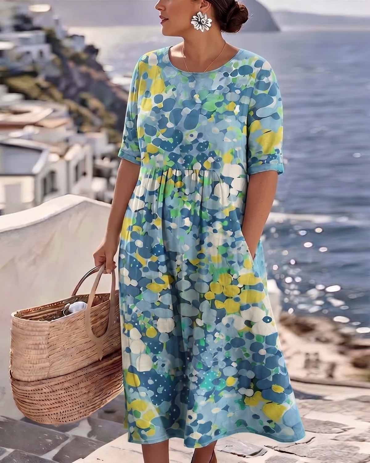 HELEN™ - ELEGANT FLORAL SUMMER MIDI DRESS