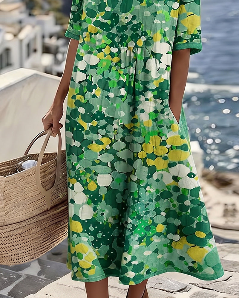 HELEN™ - ELEGANT FLORAL SUMMER MIDI DRESS