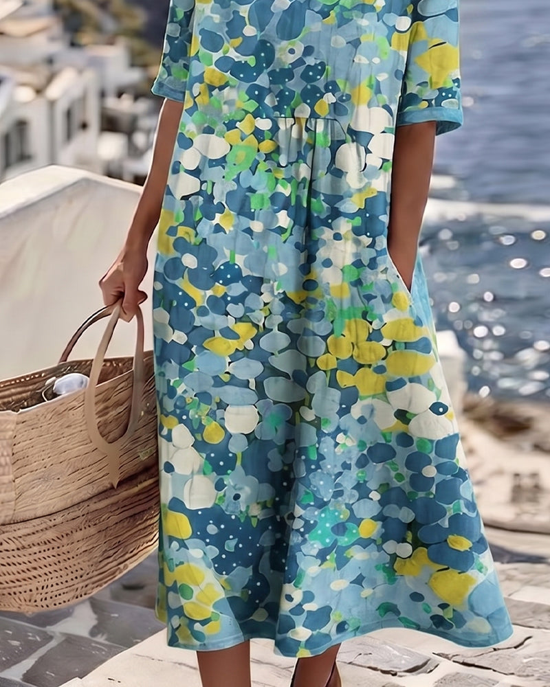 HELEN™ - ELEGANT FLORAL SUMMER MIDI DRESS