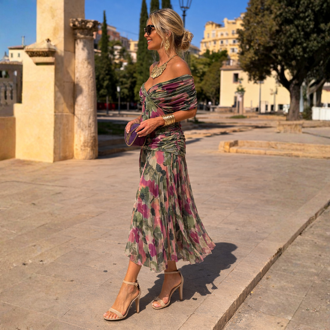 Valerie | Tummy Flattering Off Shoulder Maxi Dress