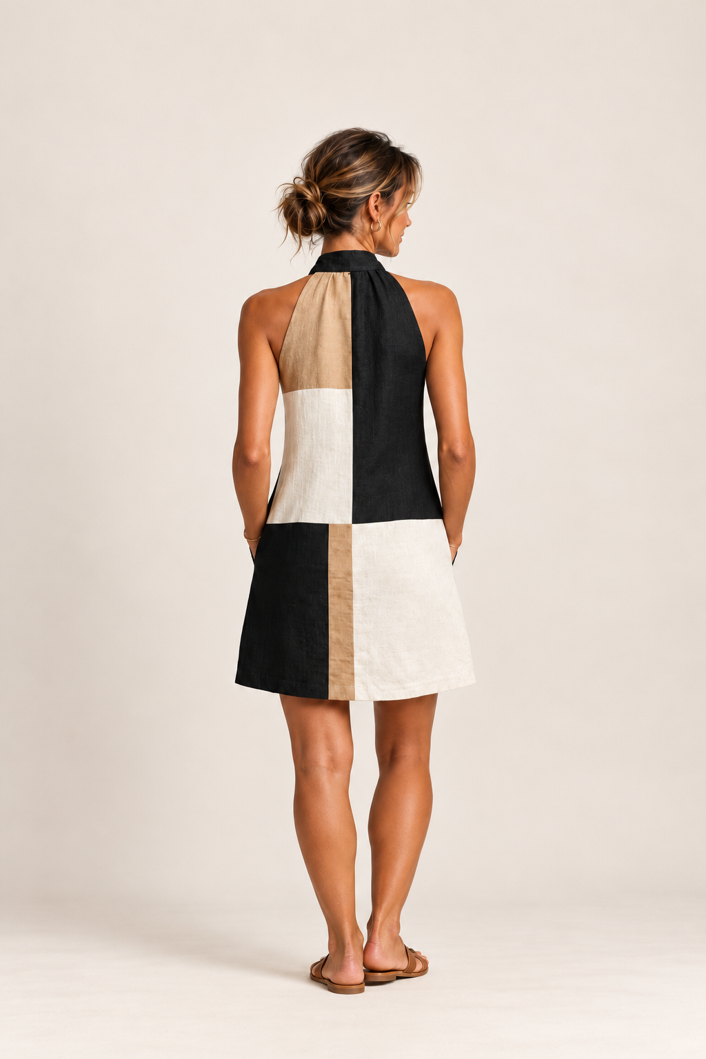 SABRINA | COLORBLOCK HALTER MINI DRESS