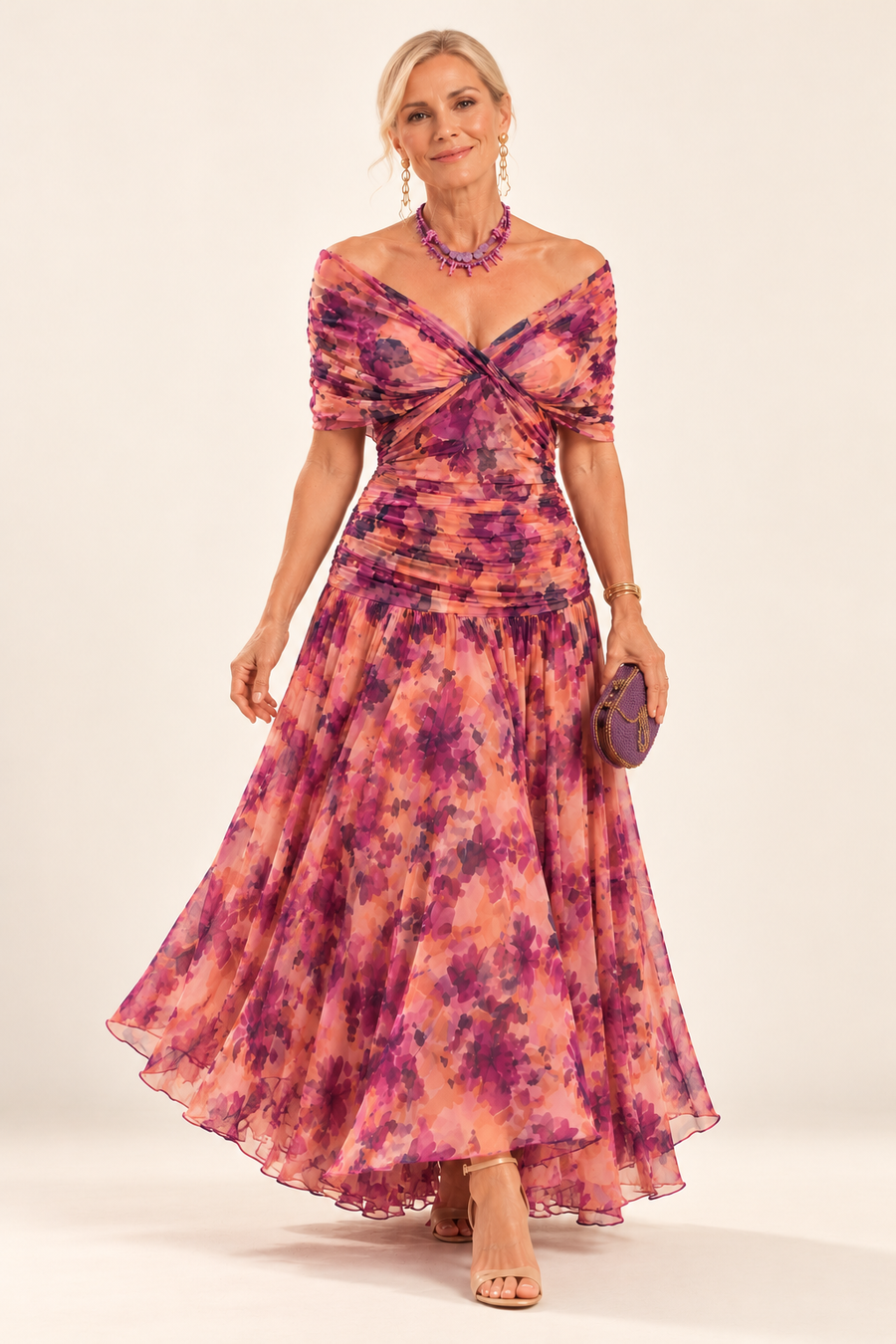 Valerie | Tummy Flattering Off Shoulder Maxi Dress