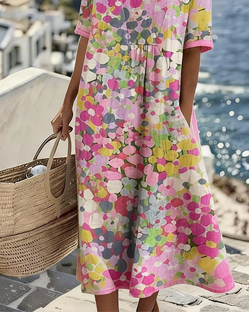 HELEN™ - ELEGANT FLORAL SUMMER MIDI DRESS