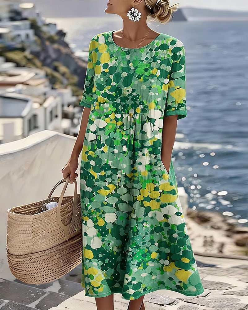 HELEN™ - ELEGANT FLORAL SUMMER MIDI DRESS
