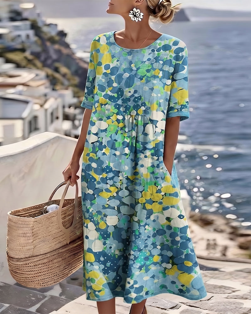 HELEN™ - ELEGANT FLORAL SUMMER MIDI DRESS